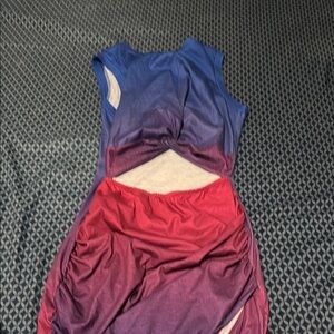 Blue and Red Ombre Sleeveless Dress